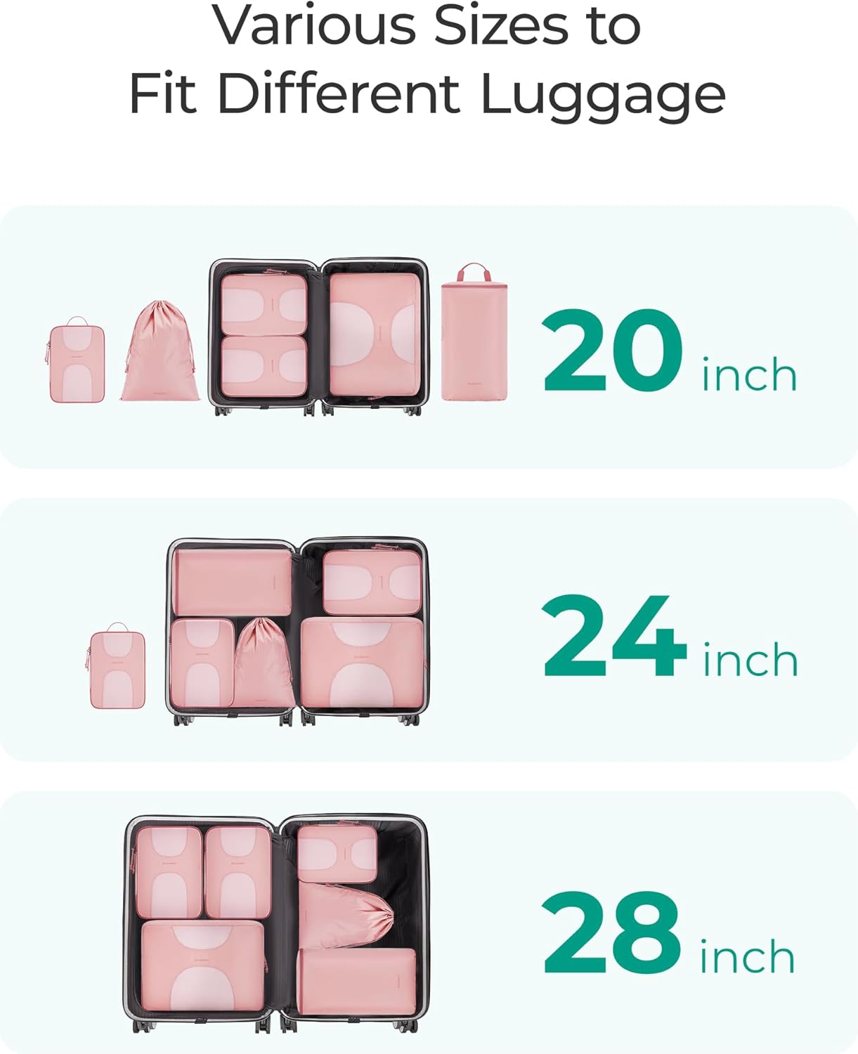 Hanging Travel Packing Cubes, 6 Set Large Travel Cubes for Women Cruise Ship Essentials, Suitcase Organizers - Image 4