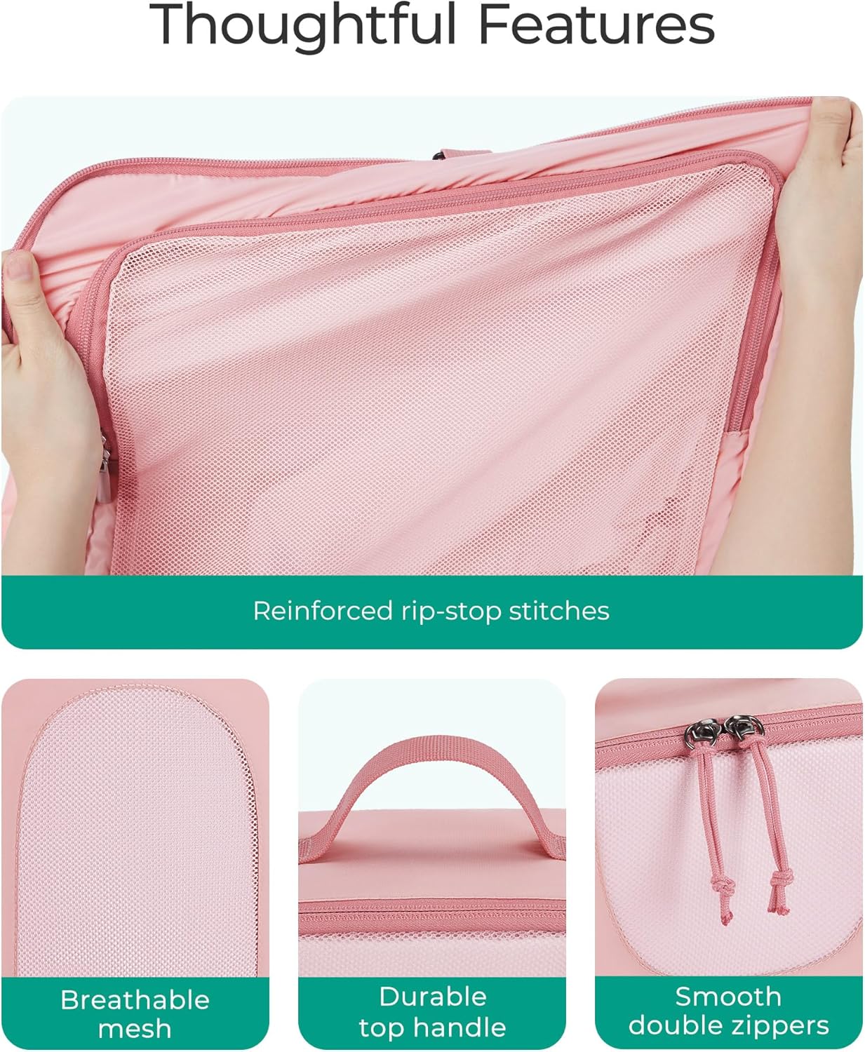 Hanging Travel Packing Cubes, 6 Set Large Travel Cubes for Women Cruise Ship Essentials, Suitcase Organizers - Image 6